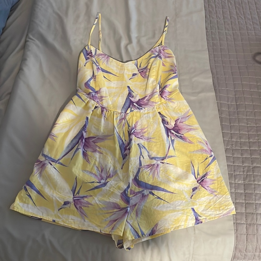 Forever 21 yellow floral medium romper , wore it once